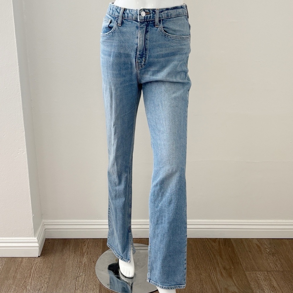 Derek Lam 10 Crosby Frankie Ultra High-Rise Straight-Leg Jeans w Inner Side Slit